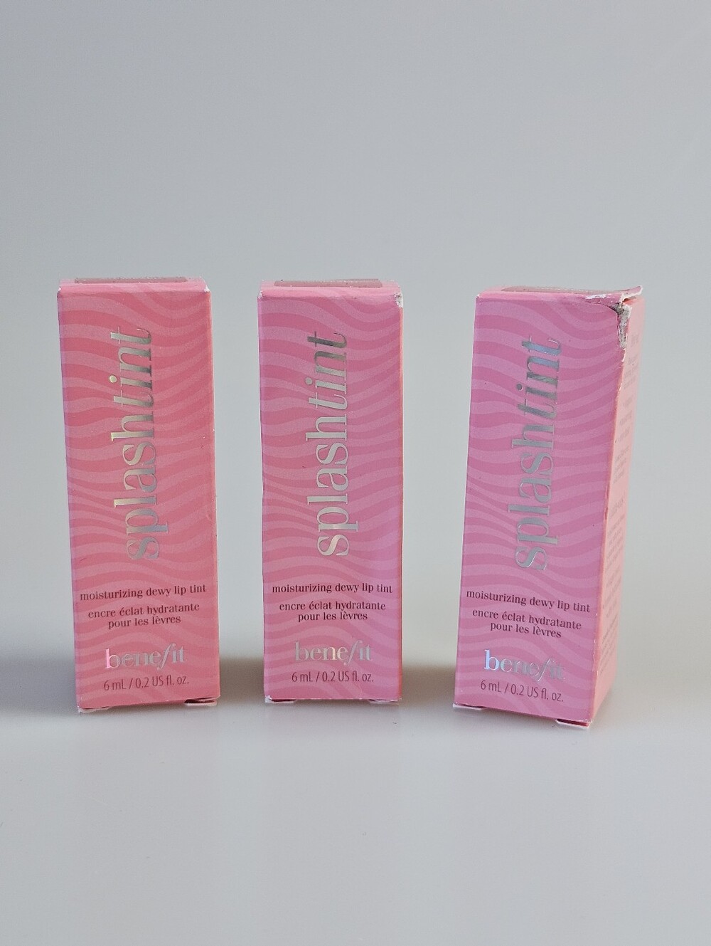 NIB Lot Of 3 Benefit Splashtint Lip Tint - 03 Fresh Squeezed - Sealed